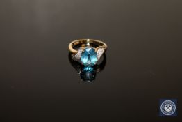 A 9ct gold aquamarine and diamond ring,