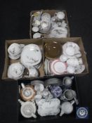 Four boxes containing assorted tea china and dinner ware, Midwinter dinner service,