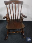 A mahogany rocking chair