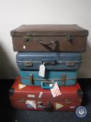 Four vintage luggage cases