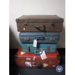 Four vintage luggage cases