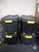 Four large Addis storage crates with lids