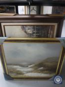 Seven contemporary framed oils on canvas - shipping and coastal scenes (7)