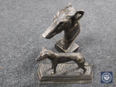 Two cast metal figures of greyhounds