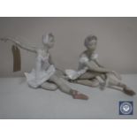 Two Lladro figures of seated ballerinas CONDITION REPORT: One ballerina is holding a