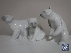 Three Lladro figures of polar bears
