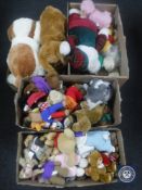 Four boxes containing a quantity of assorted teddy bears