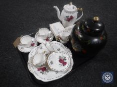 A tray containing sixteen piece Adderley Persian Rose coffee service,