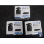 Three boxed HD DVR LCD dash cams