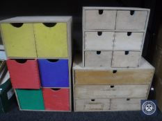 Six pine multi-drawer chests