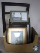 A box containing antiquarian and later prints, monochrome etching,