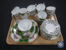 A tray containing eleven pieces of Grosvenor Windsor bone china together with a nineteen piece