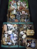 Five boxes containing assorted ornaments and figurines