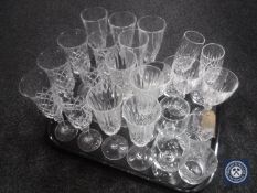 A tray of assorted drinking glasses