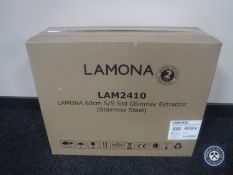 A boxed Lamona stainless steel extractor hood