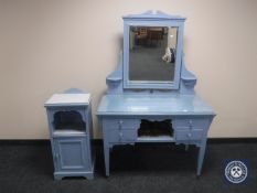 A painted Victorian dressing table with matching pot cupboard
