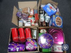 Five boxes containing a large quantity of assorted tins