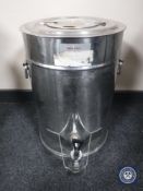 A stainless steel hot water urn