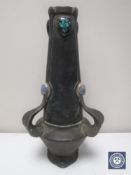 An early twentieth century Bretby Arts and Crafts style vase mounted with cabochon stones