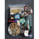 A tray of a quantity of costume jewellery, wristwatches,