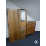 A mid 20th century Symbol Furniture gent's wardrobe together with matching five drawer chest