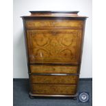 A late 19th century inlaid walnut secretaire chest