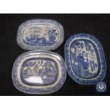 Three nineteenth century Staffordshire blue and white plates