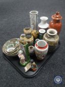 A tray of Japanese vases, Cantonese style bowls,