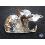 A four piece Picquot tea service on tray