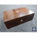 A Victorian rosewood writing box inset with mother of pearl