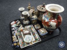 A tray of continental pottery and porcelain,