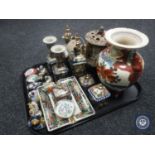 A tray of continental pottery and porcelain,