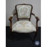 A continental salon armchair in tapestry fabric