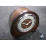An Enfield oak cased mantel clock