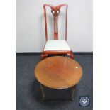 A mahogany Queen Anne style dining chair and circular occasional table