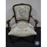 A continental salon armchair in tapestry fabric