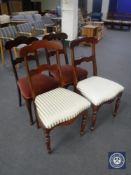 Two pairs of antique mahogany dining chairs