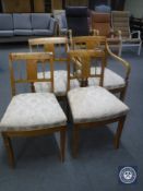 Four mahogany dining chairs in classical fabric