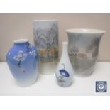 Four Bing & Grondahl vases,