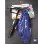 An ab shaper in box together with a quantity of fishing rods,