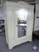 An early 20th century painted mirror door wardrobe CONDITION REPORT: Paint work