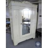 An early 20th century painted mirror door wardrobe CONDITION REPORT: Paint work