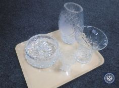 A crystal Dornberger vase together with crystal bowl and vases