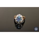 An 18ct gold triplet opal and diamond cluster ring,