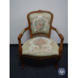 A continental salon armchair in tapestry fabric