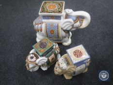 Three pottery elephant stands