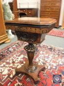 A William IV rosewood pedestal sewing table,
