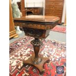 A William IV rosewood pedestal sewing table,