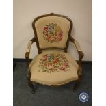 A continental tapestry seated armchair,