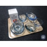 A tray of Holmegaard glass dishes